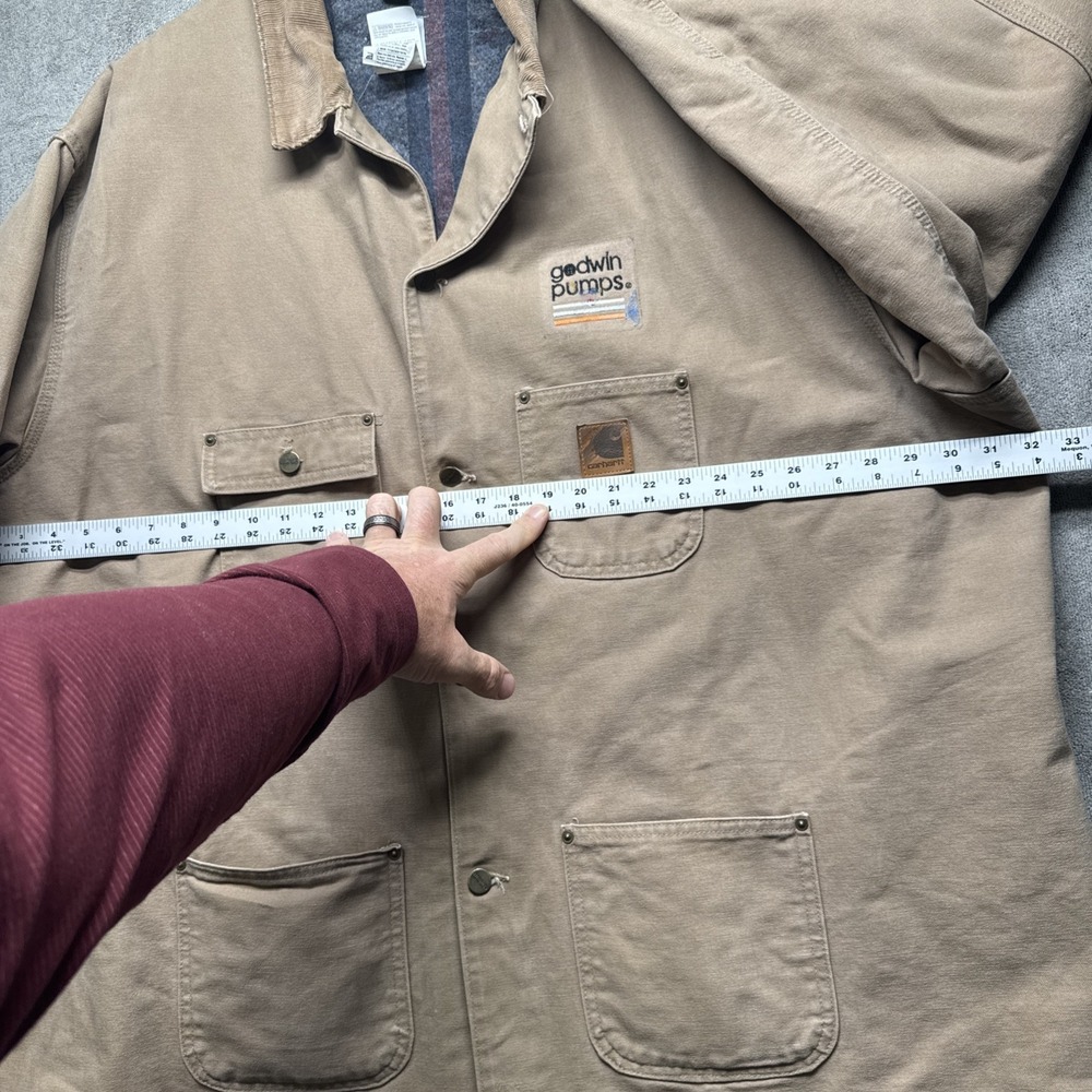 Carhartt Duck Chore Coat Jacket 4XL Tall Tan Blanket Lined Made in USA Workwear - Picture 6 of 15